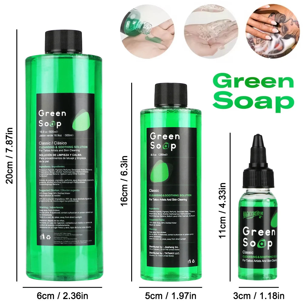 Tattoo Green Soap und Blue Soap – Superkonzentrierter Tattoo- & Piercing-Reiniger für Tattoo-Studios, Tätowierer und Anfänger Hauptbild