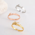 Personalisierter Doppel-Vorname-Ring für Damen und Herren, personalisiertes Paar-Familien-Geschenk, goldfarbener Edelstahl-Metallschmuck