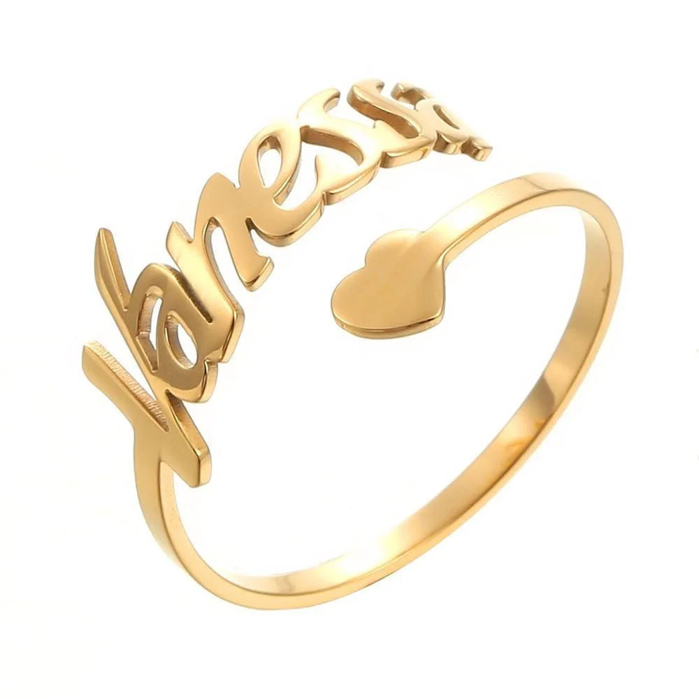 Personalisierter, individueller Liebesnamensring, modische Paarringe zum Valentinstag, Freundinnen-Geschenk, Herz-Ehering, Damenschmuck