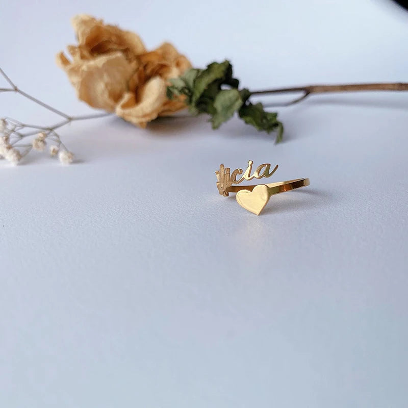 Personalisierter, individueller Liebesnamensring, modische Paarringe zum Valentinstag, Freundinnen-Geschenk, Herz-Ehering, Damenschmuck