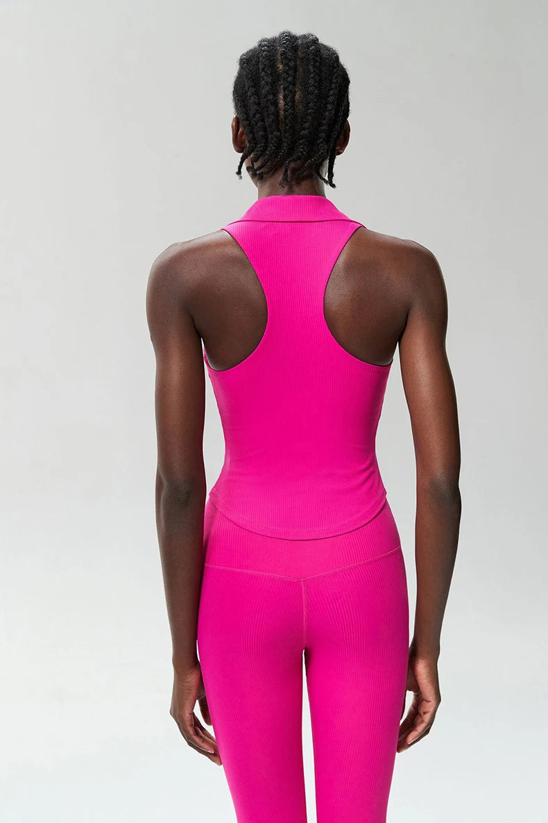 Ärmelloses Fitness-Yoga-Shirt Damen Sommer Slim Fit V-Ausschnitt Gym Lauftop Atmungsaktive Schnelltrocknende Sportbekleidung Workout Kleidung