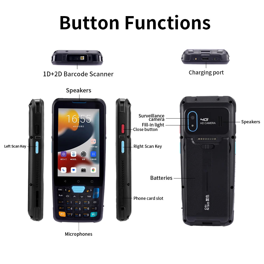 YK957 Android 2D QR Code Reader Handheld-Terminal PDA Android Barcode-Scanner mit NFC RFID-Leser Medizinische Geräte PDAs 4+64G