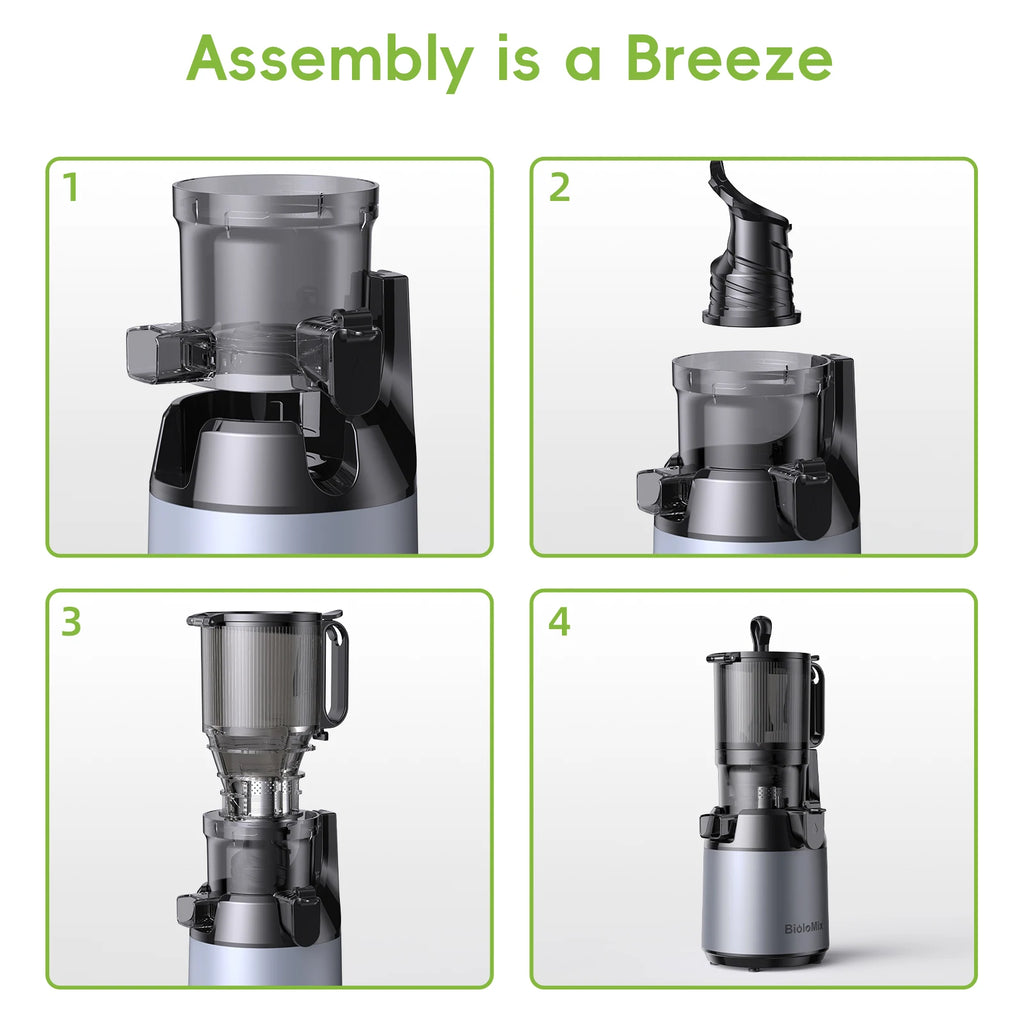 BioloMix Kaltpress-Entsafter, mit 130 mm Einfüllschacht, für ganze Früchte und Gemüse, hohe Saftausbeute, BPA-freier Slow Masticating Juicer