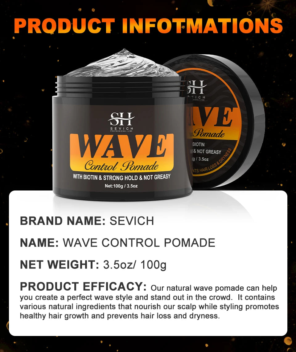 Deep Wave Control Pomade 360 Biotin Sport Starker Halt Wellen Haargel mit Bürste Wellenhaaröl Shampoo Spülung Stylingpflege