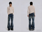 Y2K Black Washed Bestickte High-Waisted Oversized Jeans Herren Europäischer und Amerikanischer Retro Klassiker Lockere Weite Gerader Schnitt Hosen