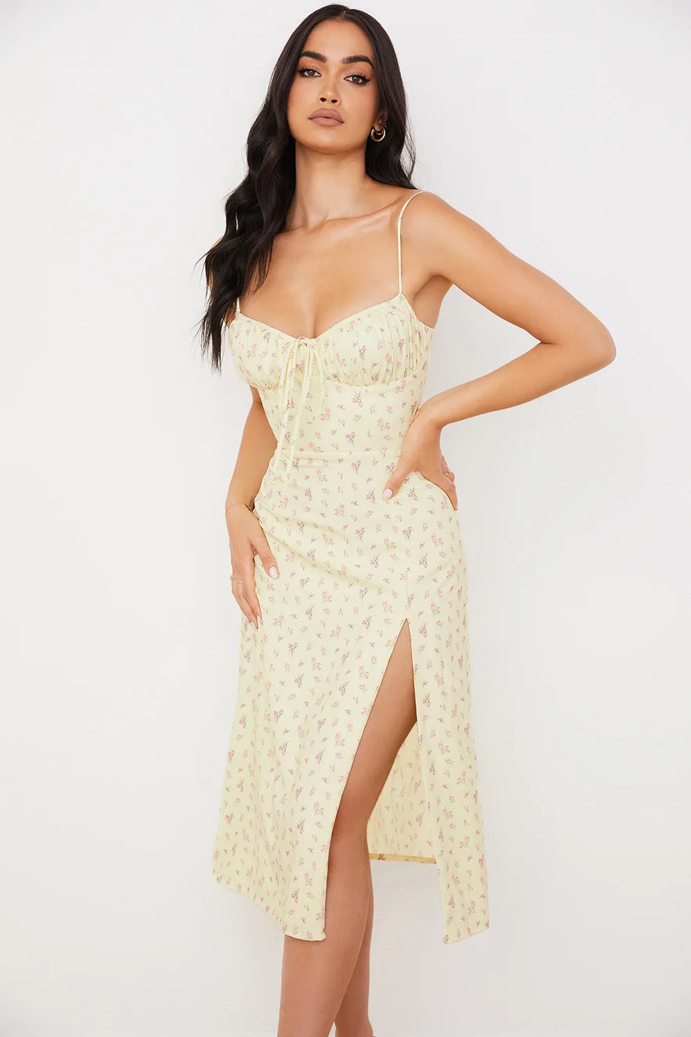 Damen elegantes geblümtes Bodycon Strandkleid Streetwear langes Kleid 2024 Sommerkleidung Großhandel für Unternehmen