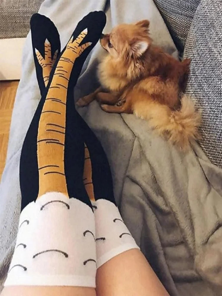 Lustige Verrückte Hühnerfuß-Socken Unisex - Neuartige Kniestrümpfe Witziges Geschenk
