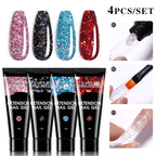 LILYCUTE 15ml Verlängerungsgel-Nagellack-Set Quick Nail Prolong mit Verlängerungsform-Nagelspitzen Acryl-Lösung Maniküre-Werkzeug-Kit