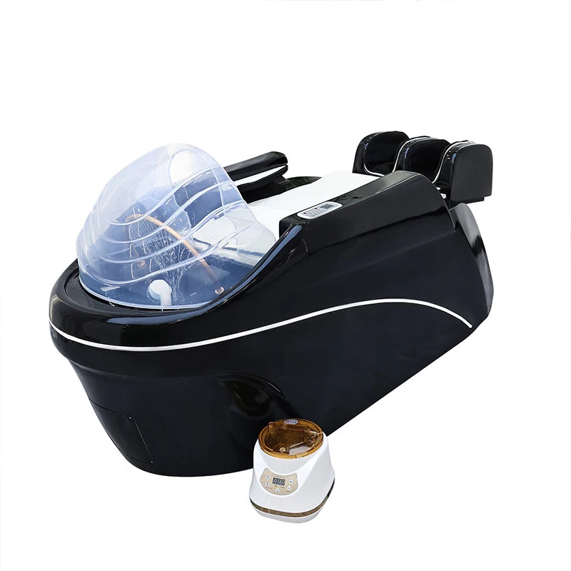 Salon Head Spa Shampoo Massagebett Kunstleder Kopftherapiebett Automatisches Massage-Shampoo-Stuhl Haar-Spa-Ausrüstung Langlebig