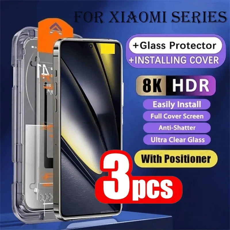 3 Stücke Vollständige Abdeckung 8K HD Panzerglas Displayschutzfolie Staubfreie Installation für Xiaomi 15 14 Pro Ultra 13 12 11T Pro Lite Glas