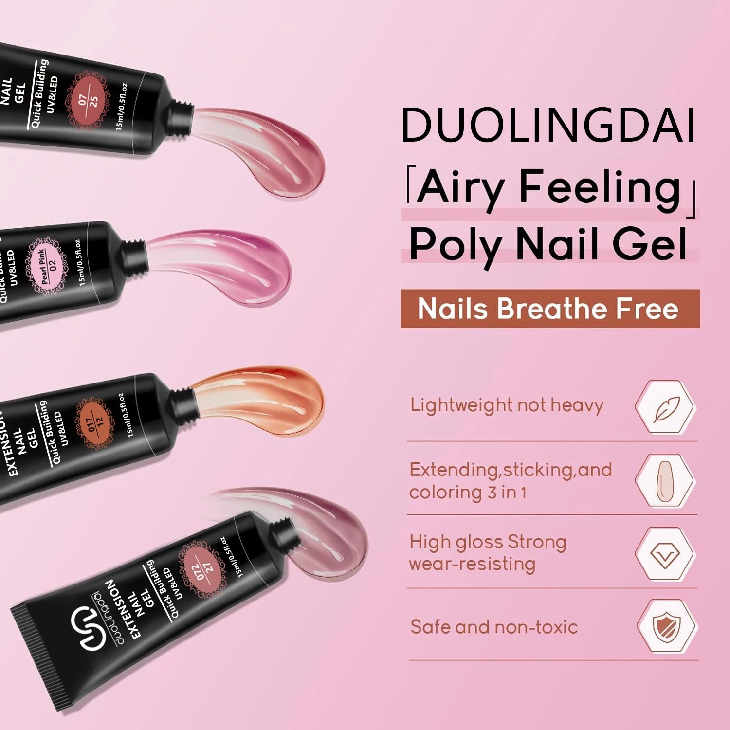 39-teiliges Nagelverlängerungs-Gel-Kit – enthält alle grundlegenden Nagelwerkzeuge, einfach zu bedienen für Anfänger. Einfaches Aufbaugel für Salon-Nägel Zweitbild
