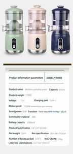 Elektrische Orangenpresse Tragbarer Zitrusentsafter Fruchtsaftpresse Fruchtfleischabscheider Entsafter USB-Ladefunktion 600 ml Smoothie-Mixer