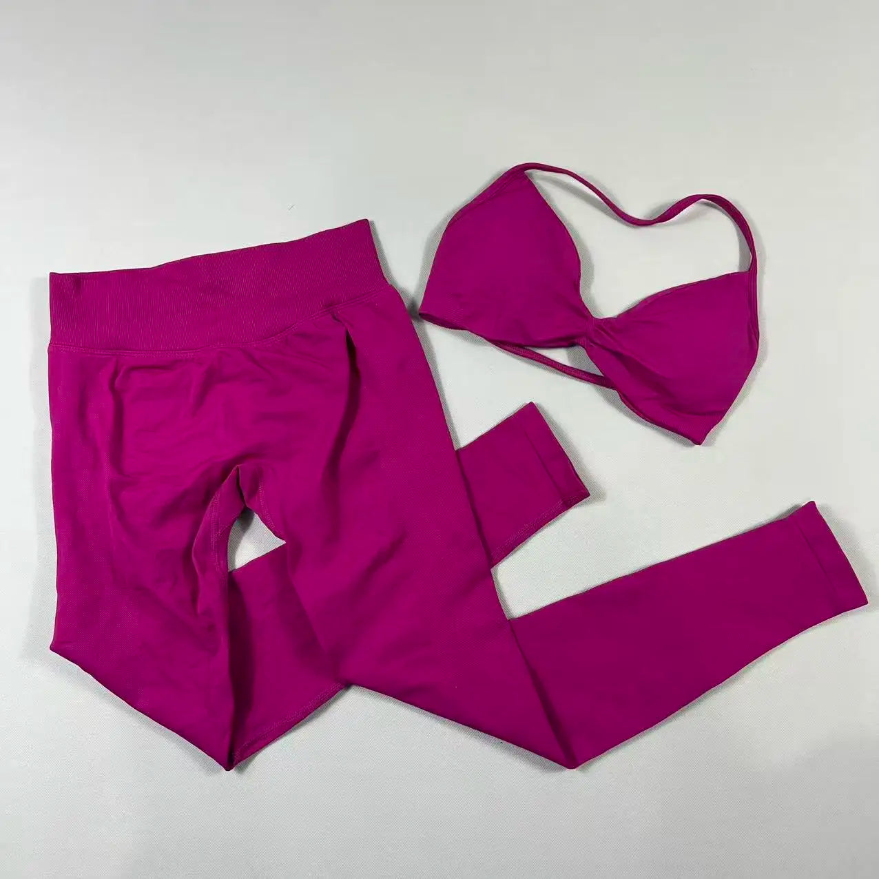UETEEY Set für Damen, Trägerloser Yoga-BH, Sport-Top, Workout-Leggings-Set, Nahtloses Fitnessstudio-Set, Fitnesskleidung, Outfit, Activewear