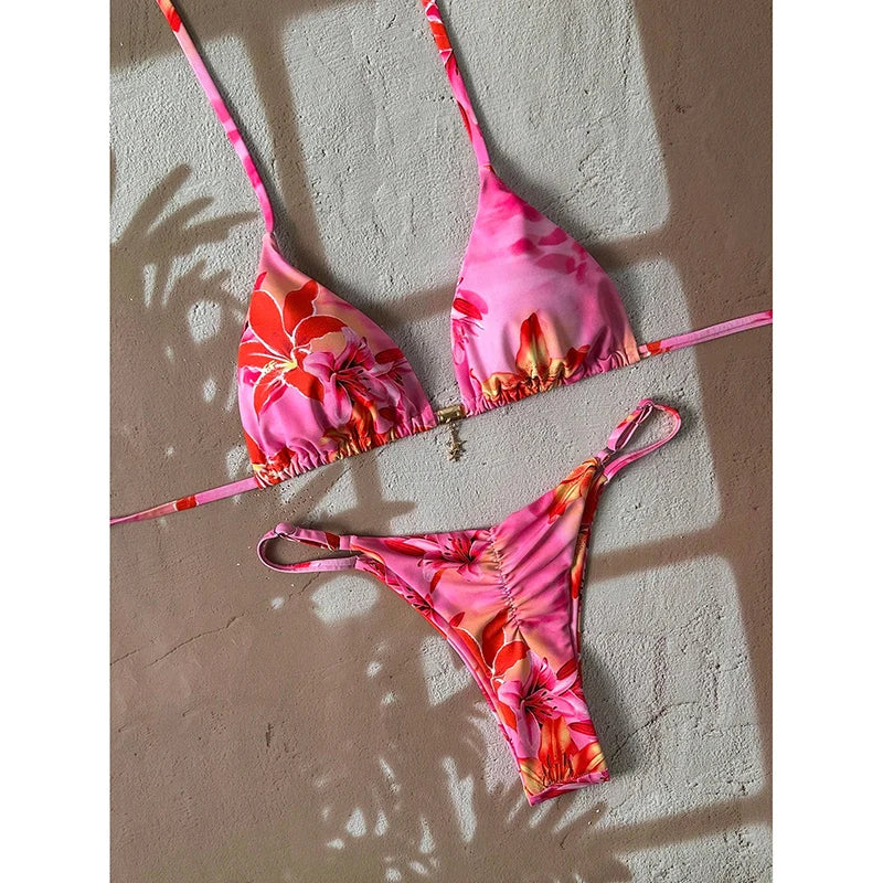 Micro Bikini Damen Badeanzug Zweiteiliger Badeanzug Damen Bademode 2026 Sexy Leopard Push Up Tanga Bikinis Sets Strandmode Sommer