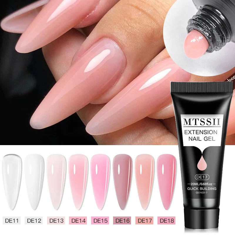 24-teiliges Set 20ml Poly Nail Extension Gel Kit Mini-UV-Lampe Versiegelung mit Basislack Überlack Professionelles Poly-UV-Nagelgel-Kit Starter-Kit