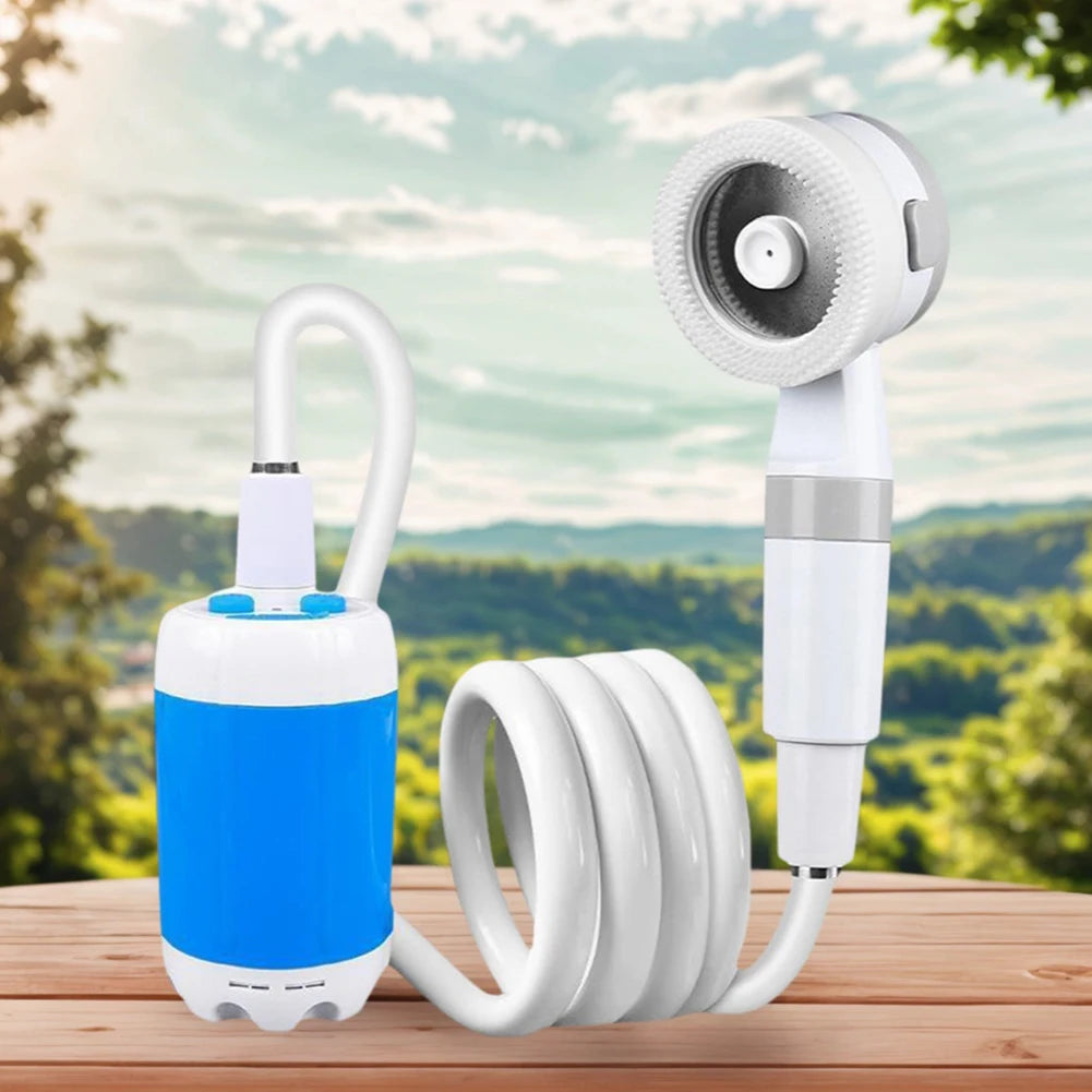 Tragbare Campingdusche mit Digitalanzeige 4000mAh Verbesserte wiederaufladbare elektrische Duschpumpe Camping Strand Wohnheim