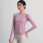 Damen Outdoor Sportshirt Yoga Wear Fitness T-Shirt Laufshirt Workout Top Damen Langarm Sportbekleidung Trainingskleidung Fitnessstudio
