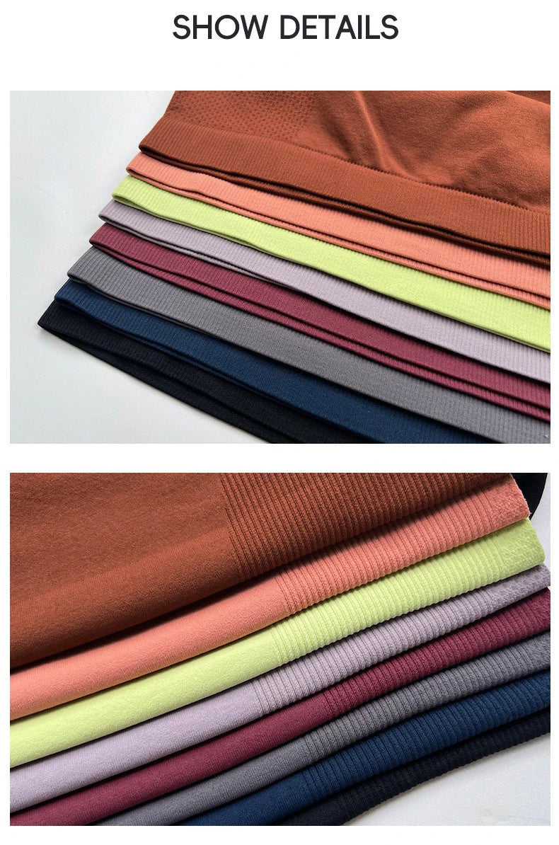 Nahtloses Damen-Langarm-Fitness-T-Shirt Sportliches elastisches Yoga-Gym-Top Trainings-Lauf-Activewear Workout-Shirt Pilates-Oberteile