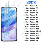3 Stück HD Gehärtetes Glas für Xiaomi Redmi 7 8 9 10 7A 8A 9A 9T 9C 10A 10C Displayschutzfolie Für Redmi 12 12C 13C 14C 5G Glas