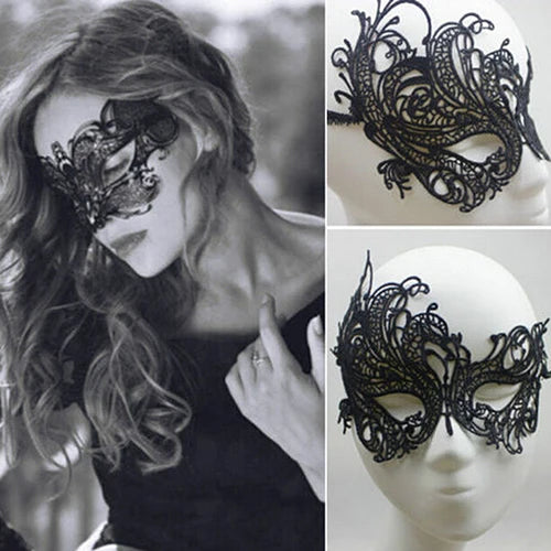 Damen Karnevalsmaske Hohle Spitze Maskerade Gesichtsmaske Prinzessin Abschlussball Party Requisiten Schwarze Augenmaske Halloween Kostüm für Frauen