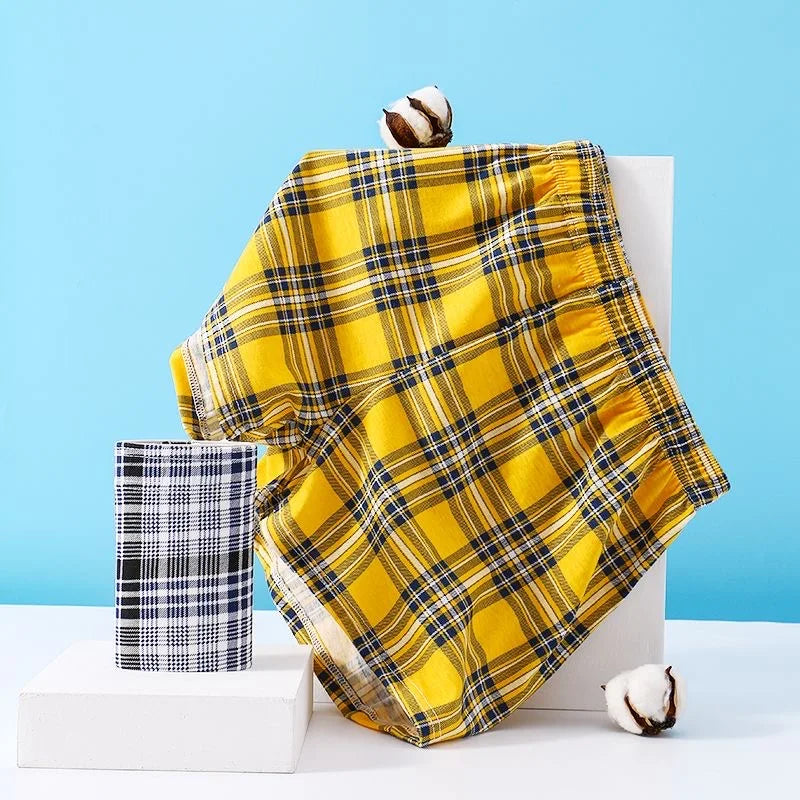 100 % Baumwolle Fashion Boxershorts Herren Unterwäsche Jugend Atmungsaktive Bequeme Locker Unterhose Klassische Karierte Pfeilhose Homewear
