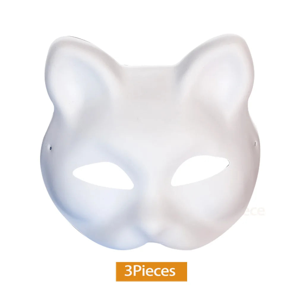 Grenzüberschreitender heiß begehrter Neuer grauhaariger stummer weißer Kater-Set Plüsch klebrige PVC handbemalte DIY Maske