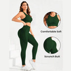 2-teiliger Anzug, Damen Yoga Anzug, schöne Rücken-High-Waist-Hosen-Kombination, nahtlose, super elastische, ideale Fitnesskleidung