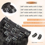 Wellenförmige Clip-in-Echthaarverlängerungen Clip Ins 120 Gramm Body Wave 18 Zoll 8 Stück Naturschwarz 100% Echthaar