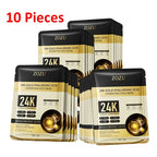 10 Stück 24 Karat Gold Hyaluronsäure Feuchtigkeitsspendende Gesichtsmaske Whitening Maske für Damen Koreanische Hautpflegeprodukte