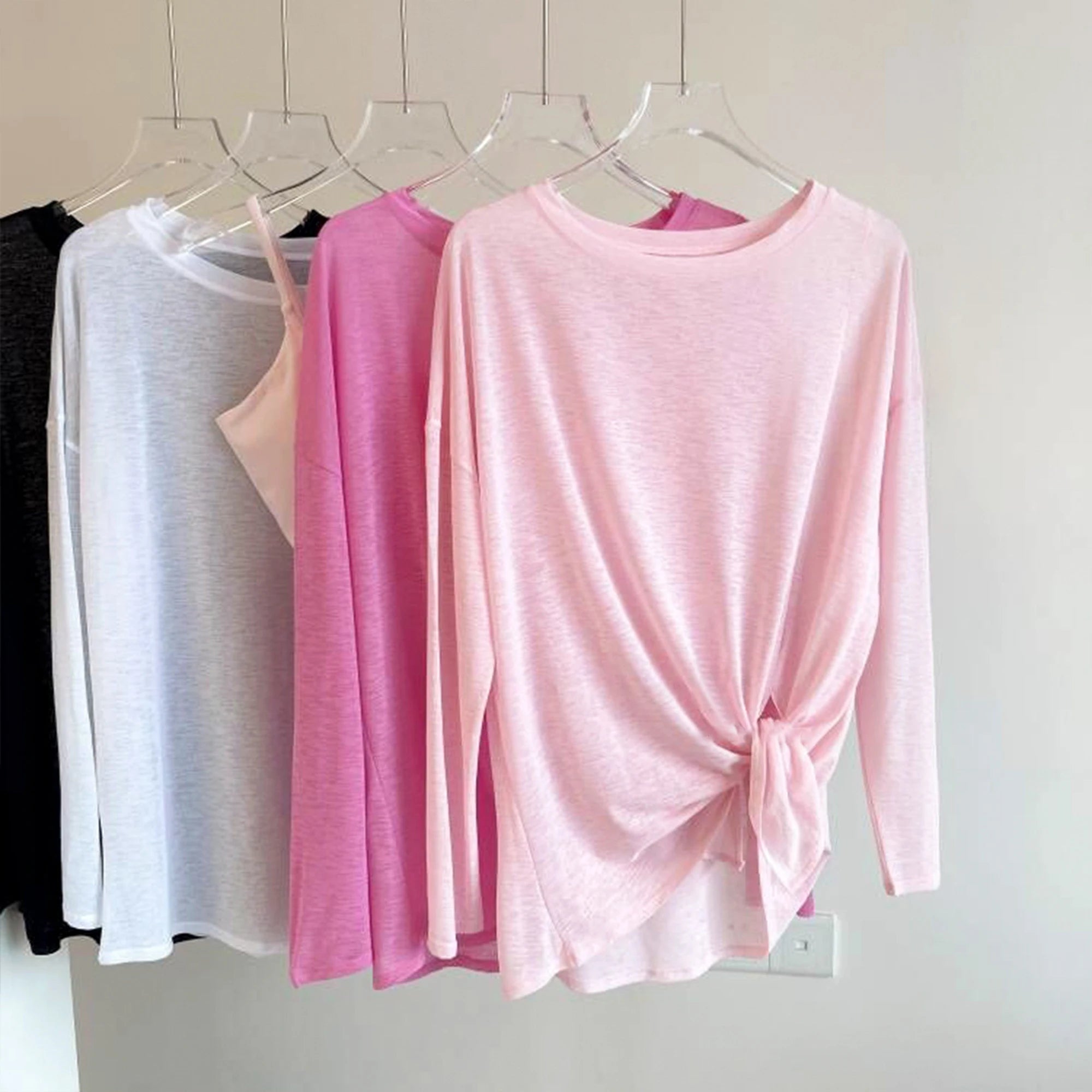 Atmungsaktives langärmliges Yoga-Cover-up, leichtes, schnell trocknendes Lauftop für Damen, lockere Passform, schlicht, Sport, Fitness, Outdoor, Freizeit