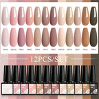 MTSSII 12tlg. Gellack-Set Nude Rosa Rot Glitzer Semi Permanent Soak Off UV Gel Nagellack Maniküre Kit Nagelzubehör DIY