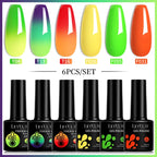 LILYCUTE 7ML 6PCS Neon Gel Nagellack Set fluoreszierend Farbwechsel Semi Permanent Soak Off Maniküre-Kit Nail Art Gel