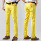 5 Farben Herren Bunte Denim Stretch Stretch Jeans Elastische Gelb Pink Rot Slim Herren Bekleidung Einfache Business Denim Hosen
