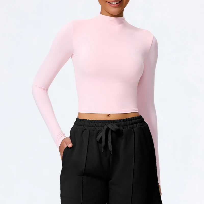 Hearuisavy Sommer Damen Fitness Langarmshirt Leichtes Gym Workout Top Atmungsaktive Schnelltrocknende Yoga Kleidung Sportbekleidung
