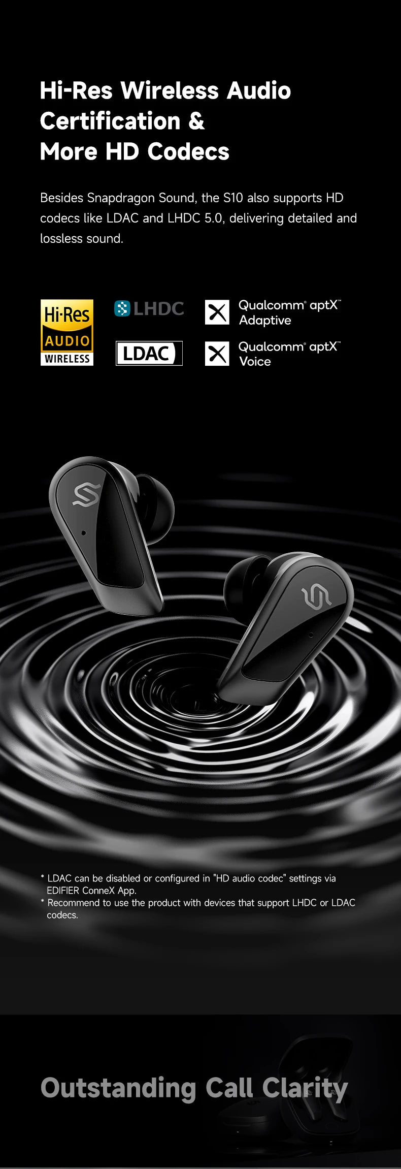 EDIFIER S10 Planar Magnetic ANC True Wireless Earbuds Hi-Res LDAC Bluetooth 5.4 Kopfhörer 6 Mikrofone 28 Stunden Akkulaufzeit