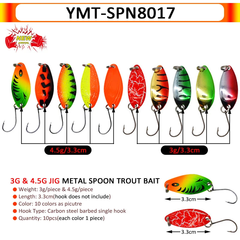 7/9/10 Stück Forellenköder 2,5g/2,6g/3g/3,2g/3,5g/5g Metalllöffel Angelköder Wobbler Casting Jigging Angelzubehör Pesca Döbel