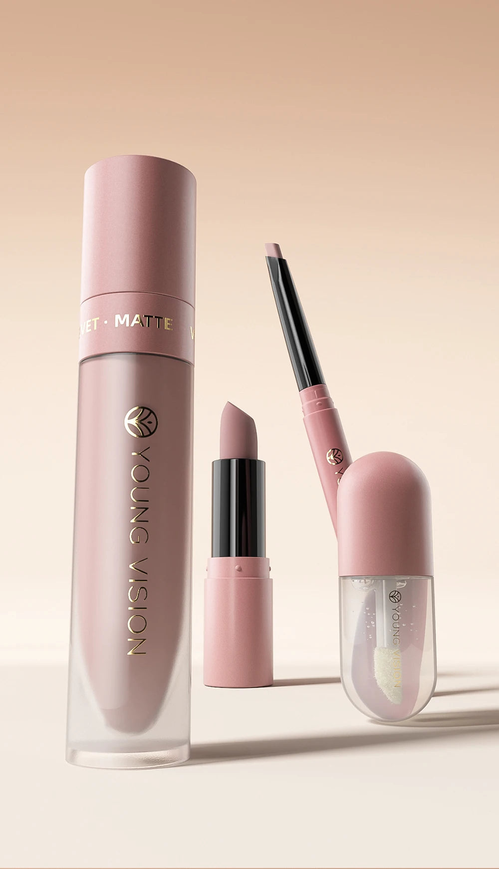 4tlg. Set Langanhaltendes Wasserdichtes Lippen-Make-up-Kit – Weicher, geschmeidiger cremiger Lippenstift & Lipgloss Lip Oil Set
