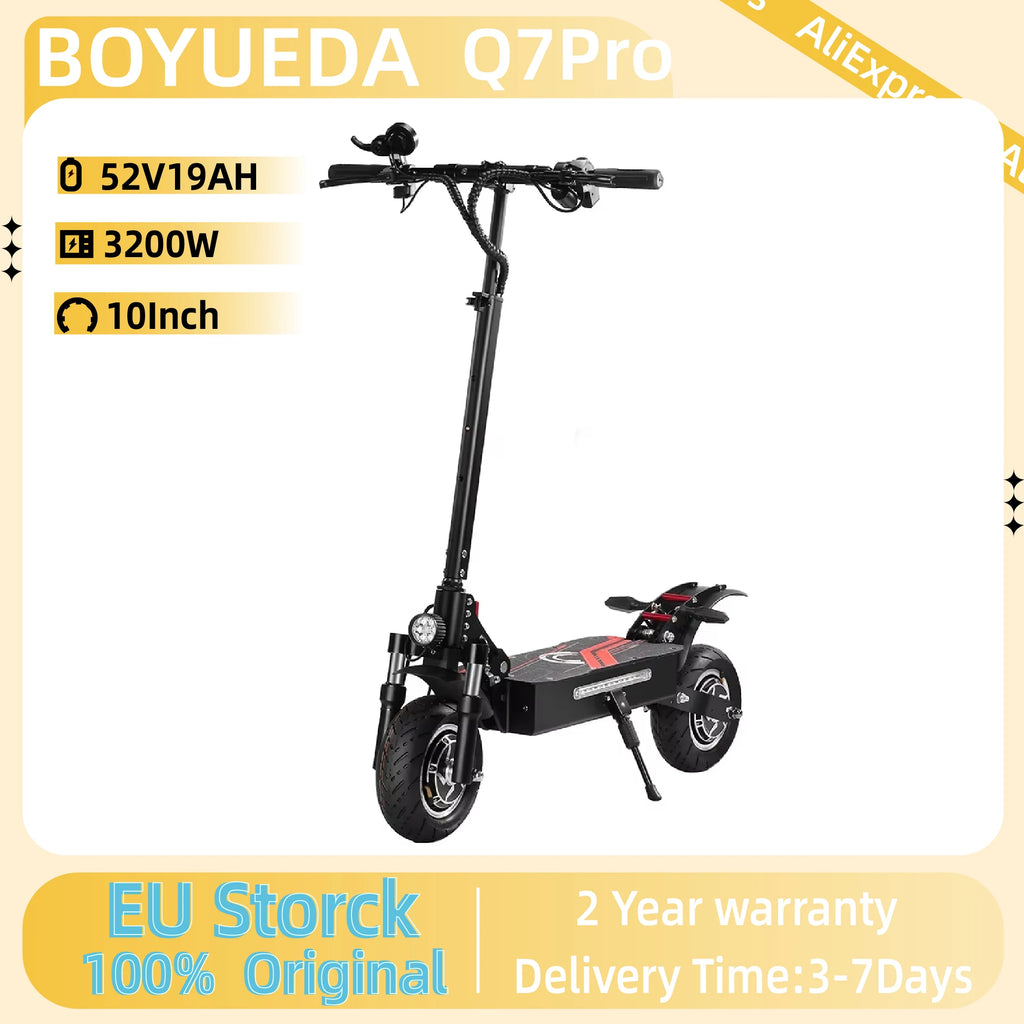 BOYUEDA Q7PRO Elektroroller 3200W Doppelmotor 52V19AH Faltbar 10 Zoll Reifen 70KM/H Höchstgeschwindigkeit 70KM Reichweite mit Sitz
