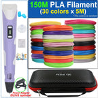 Kinder 3D-Stift 3D-Zeichnung Druckstift mit LCD-Bildschirm Netzteil 200M PLA Filament Spielzeug Kinder Weihnachten Geburtstag DIY Geschenk