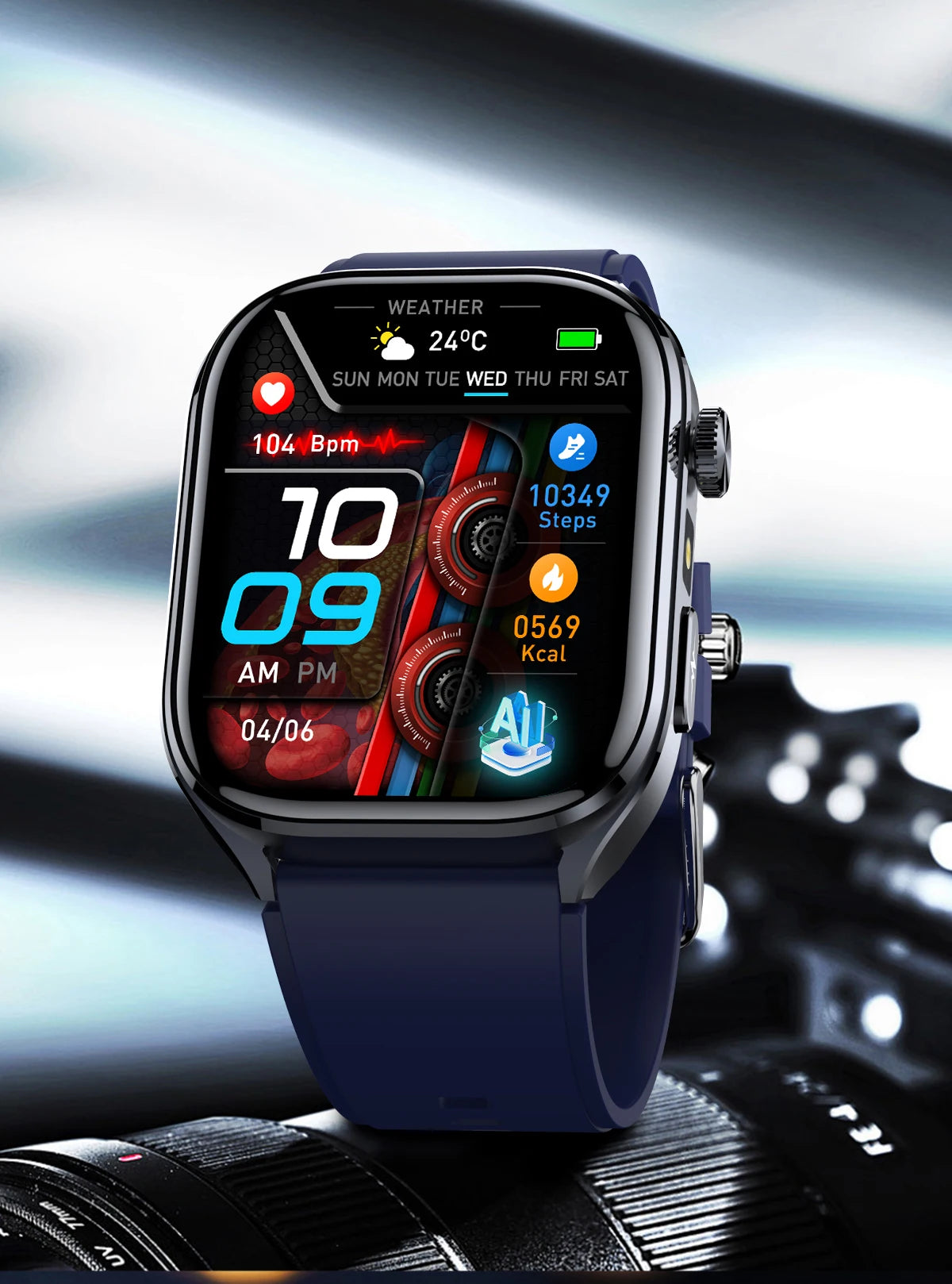 Neue Gesundheitsuhr Harnsäure Blutdruck Blutsauerstoff Körperanalyse Körperfett Smartwatch EKG+PPG Bluetooth Anruf Uhr Frauen Männer