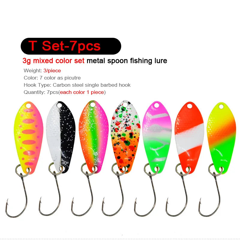 7/9/10 Stück Forellenköder 2,5g/2,6g/3g/3,2g/3,5g/5g Metalllöffel Angelköder Wobbler Casting Jigging Angelzubehör Pesca Döbel