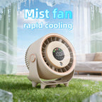 Neuer Sprühnebelventilator, befeuchtend, schnelle Kühlung, Aufhängeloch, geräuscharm, digitale Anzeige, Tastensteuerung der Geschwindigkeit, fein absorbierbar