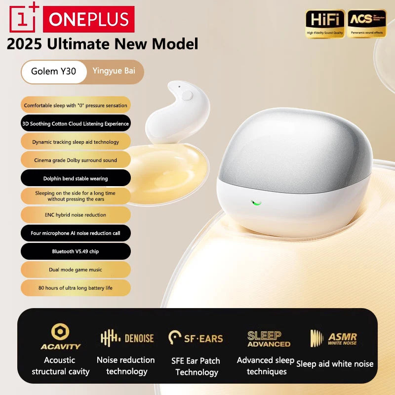 Oneplus Schlaf-Kopfhörer Kabellose Bluetooth-Ohrhörer Semi-In-Ear Mini Hochwertiger Klang Lange Akkulaufzeit Büro Reisen