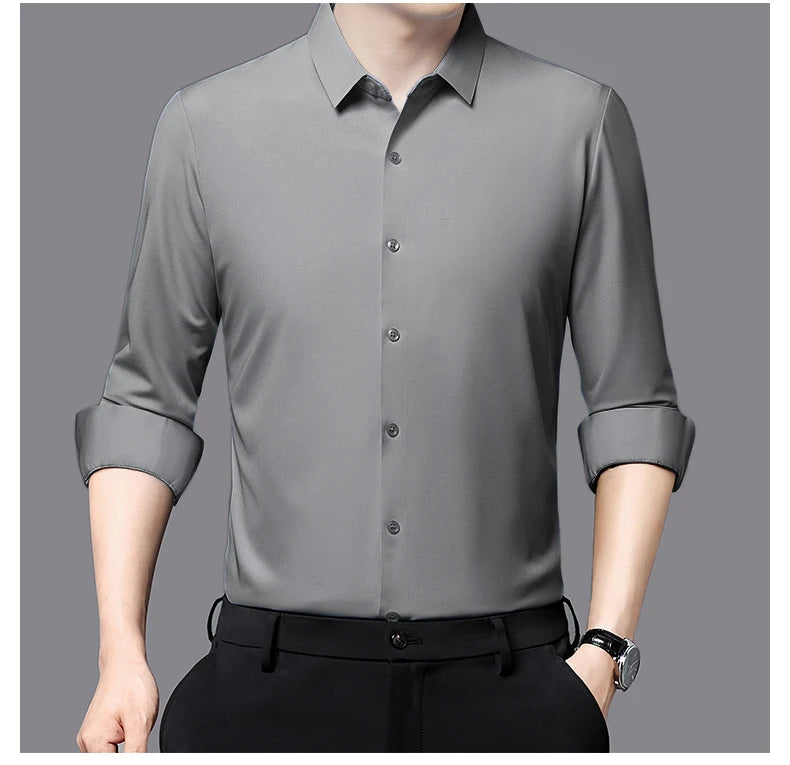 Premium Herren Ultra-Stretch Hemd – Hochwertiges seidiges Business Hemd mit langen Ärmeln für den Business- und Freizeitbereich