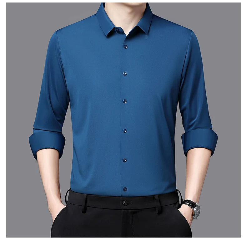 Premium Herren Ultra-Stretch Hemd – Hochwertiges seidiges Business Hemd mit langen Ärmeln für den Business- und Freizeitbereich