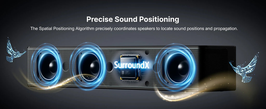 ULTIMEA 7.1 Surround Soundbar, 3D Virtual Surround Sound System mit Subwoofer, 2 Rücklautsprechern, Heimkino TV-Lautsprecher, Schwarz