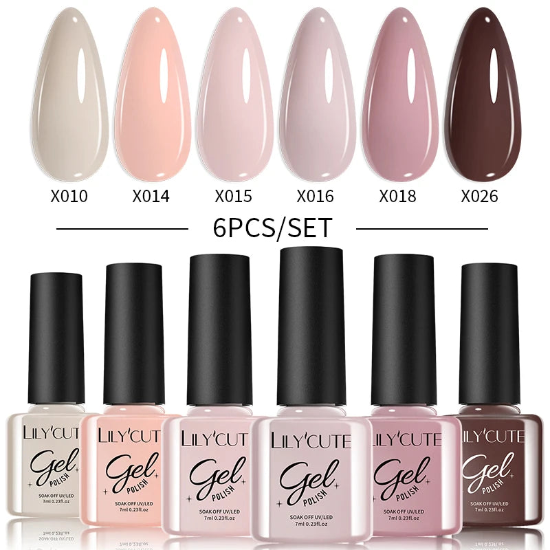 LILYCUTE 6PCS Gel-Nagellack-Set Sommer Neon Nagellack-Gel-Kits für DIY Nagel Semi-Permanenter UV-Lampe Gellack Nagellack-Set