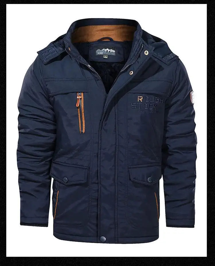 Herren Winterjacke Fleece-Futter Outdoor Parka Mantel Kapuzen-Windbreaker Militär Dick Warme Oberbekleidung Große Größe 6XL Multi-Taschen