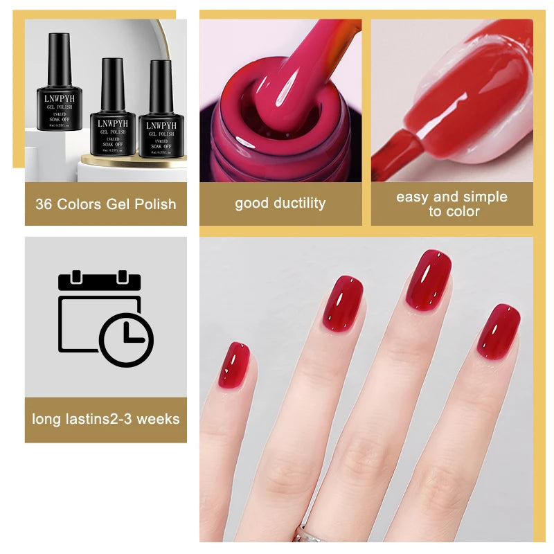 Gel-Nagellack-Kit, professionelles Nagelgel-Kit mit Nageltrockner, Soak-Off-Nagellack-Kit, Unterlack, Überlack, Maniküre-Werkzeug-Set
