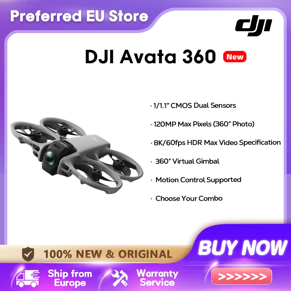 DJI Avata 360 Drohne 1-Zoll-Sensor 8K HDR Panorama Drohne 4K Einzelobjektivmodus 20km Reichweite 4G Verbesserte Übertragung FPV Quadcopter Avata 360